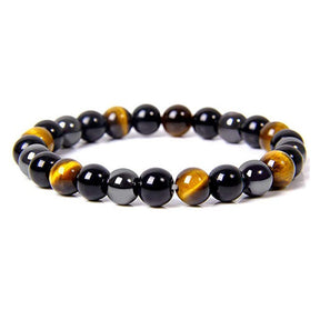 Triple protection bracelet; Protection, power, and balance bracelet; Handcrafted gemstone jewelry; Unique design for spiritual shielding; Artisan-crafted accessory; Ethically sourced materials; Gift for those seeking strength and security; Stylish and protective for everyday wear; Durable and fashionable; Beautifully polished stones for protection and grounding; Unique spiritual gift; Bracelet for enhancing personal power and stability; Natural stones for emotional balance and inner strength;