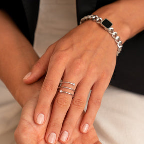 Silver Chain Bracelet with Onyx Pendant | Saint Lazuli