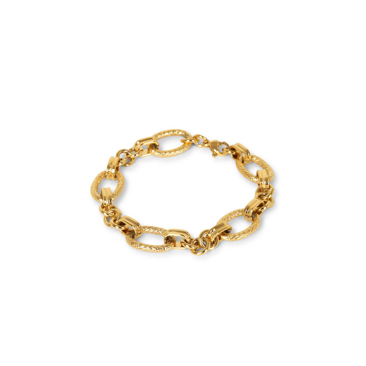 Gold-plated bracelet; elegant accessory; discreet luxury; sophisticated fashion; refined style; golden shine; delicate jewellery; luxurious detail; elegant design; impeccable finish; perfect gift; timeless fashion; versatile accessory; classic beauty; subtle glamour; feminine style; high quality; exclusive piece; golden charm; touch of elegance.