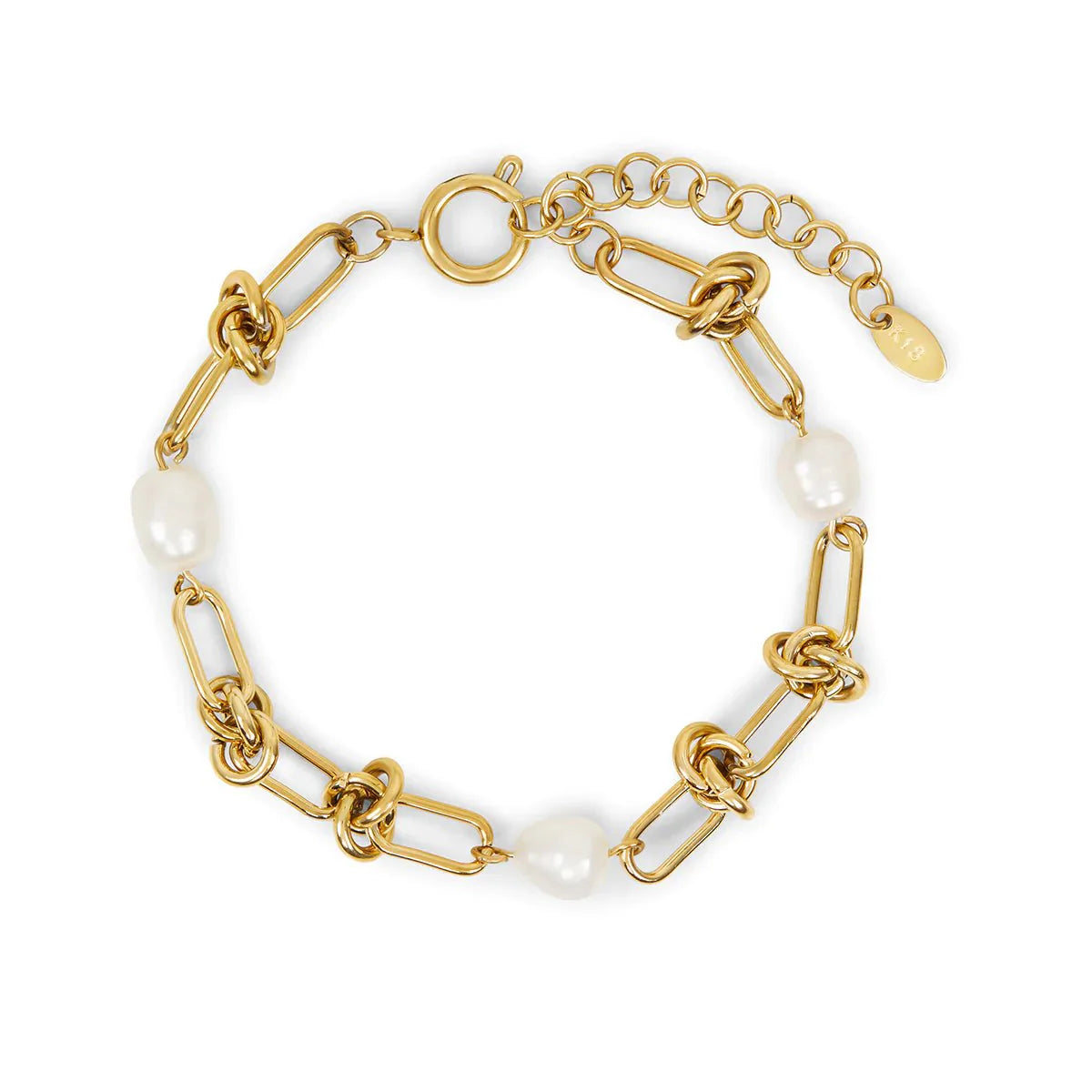 18K Gold-Plated Knot and Pearl Bracelet | Saint Lazuli