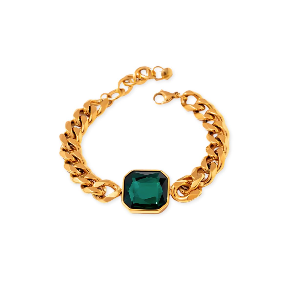 Bracelet plaqué or 18 carats avec pierre vert émeraude | Saint Lazuli
